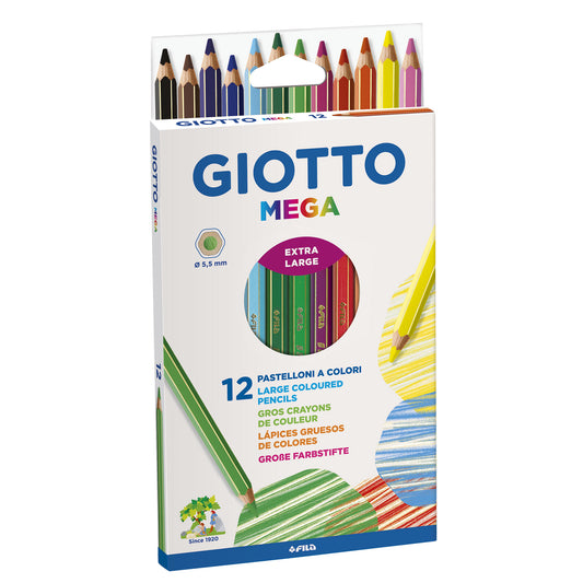 GIOTTO MEGA PENCIL COLOURS 12'S