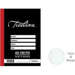 A5 Hardcover Feint and Margin 192 Page, Treeline